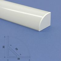 Led Aluminium 2m Corner profile Frosted Lid   