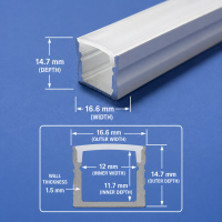 LED White Aluminium 3 Metre Profile Frosted Lid